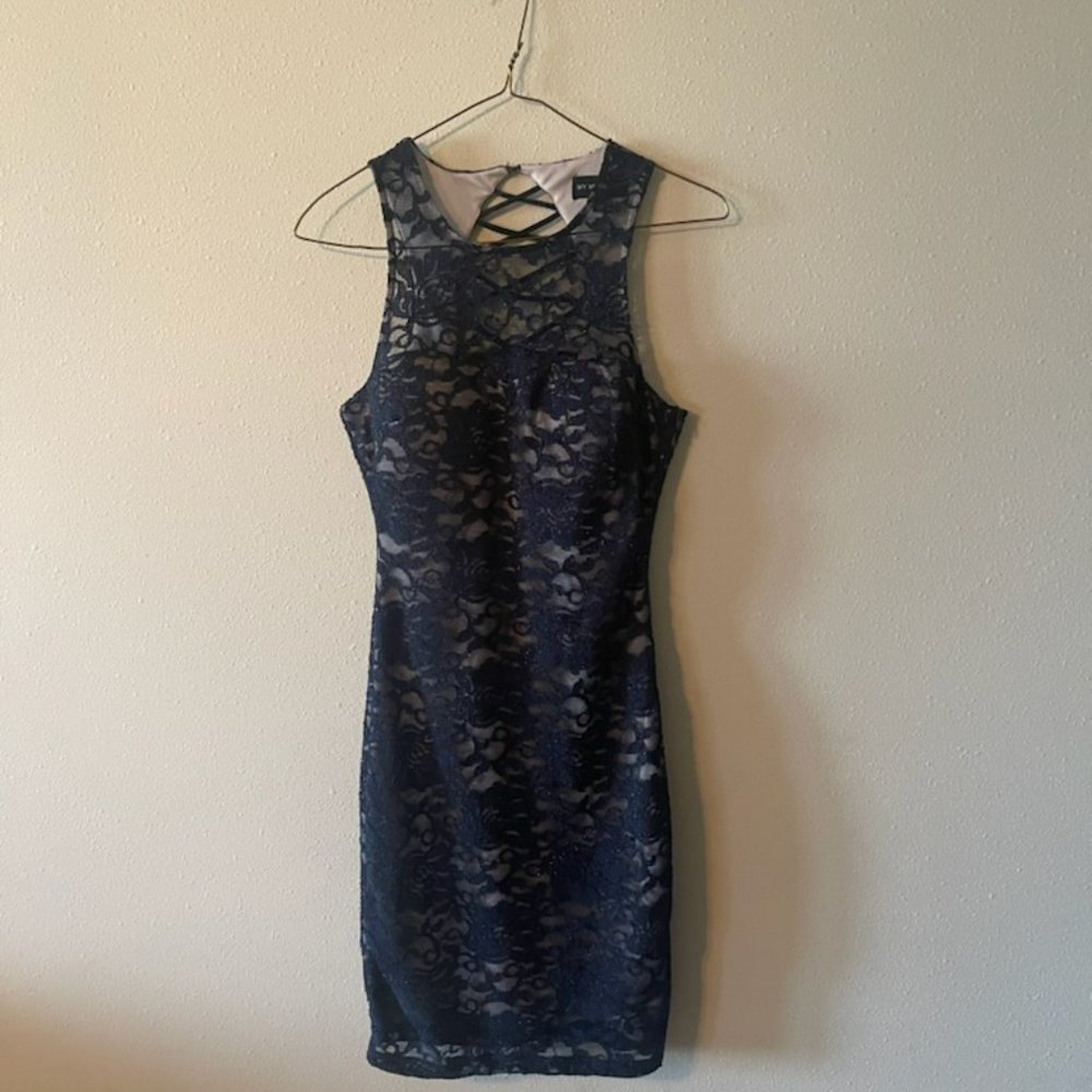 Navy Halter Top Bodycon Style Dress